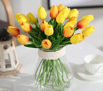 El tulipán Tiene un Toque Real, 33 cm de Largo, Flores Artificiales Decorativas para Ramos de Boda, 