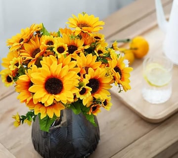4 Ramos Flores de Girasoles Artificiales con Tallos, Girasoles Artificiales Decoracion, Sunflowers A