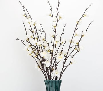 6 flores artificiales de ciruelo blanco, flores falsas, tela de seda, ramo de flores de imitación pa