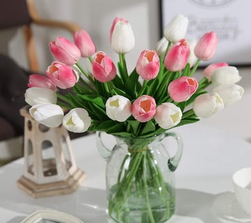 El tulipán Tiene un Toque Real, 33 cm de Largo, Flores Artificiales Decorativas para Ramos de Boda, 