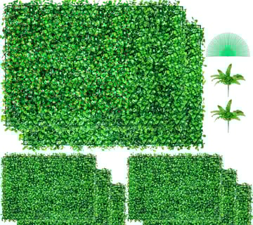  Plantas Hiedra Artificial 61 x 40,6 cm, Plantas Artificiales Decorativas 8 Piezas, Estera de Seto A