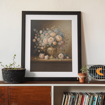 baroque inspirred pastel flowers in vase