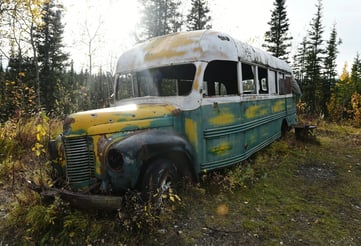 Fairbanks, AK - Fairbanks Bus 142's tragic story, now a museum piece in Healy