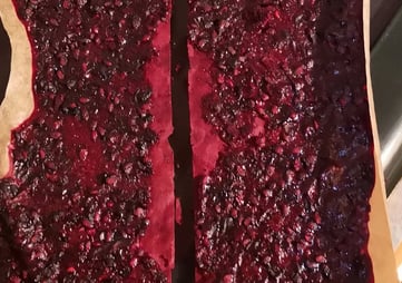 A tray of dehydrated fruit pulp