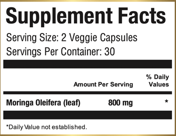 Moringa Supplement facts 