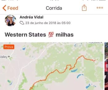 Strava app interface showing running route from Western States 2018.