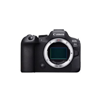 The body of a mirrorless camera, the Canon EOS R6 Mark II hybrid camera, with its full-frame sensor