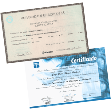 Diplomas de pós-graduação.