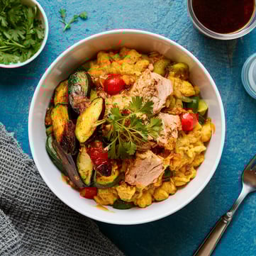 a bowl of food with vegetables and vegetables