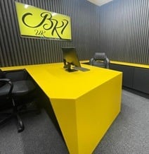Stunning office with HIMACS geometric desk