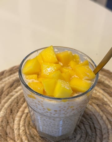 Coconut mango sago pudding