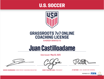 Juan's Coaching Certificate