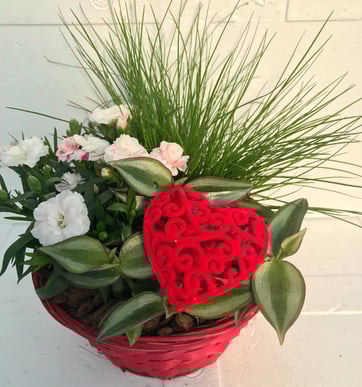 basket with red heart