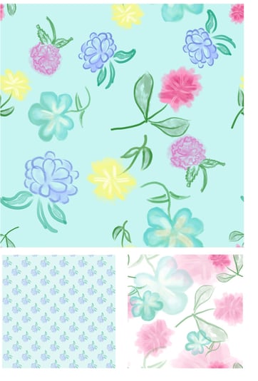 blue pastel floral pattern design for print or textile
