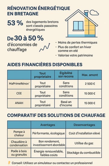 infographie aides bretagne et économie énergie chauffage conseil récapitulatif