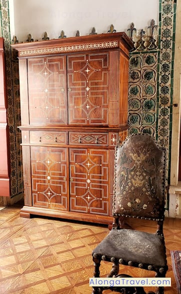 Cupper colored wooden cabinet in National Sintra Palace shows incredible craftsmanship 