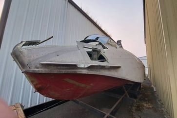 Spare PBY-5A fuselage at airport in Eugene