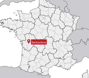 Carte de france où est localisé Barbezières