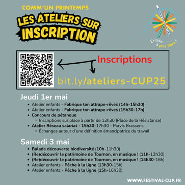 Liste des ateliers sur inscription de CUP25