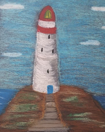 Phare . Papier noire, 30x41cm.
