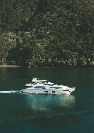 Luxury yacht over the sea in Riviera Maya