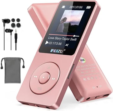 Ruizu Reproductor MP3 de 32GB, Ultraligero (30 Gramos), hasta 80 Horas de autonomía