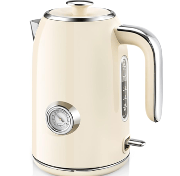 SULIVES Electric Kettle, 1.7L Stainless Steel Tea Kettle with Temperature Gauge, 1500W Water Boiler