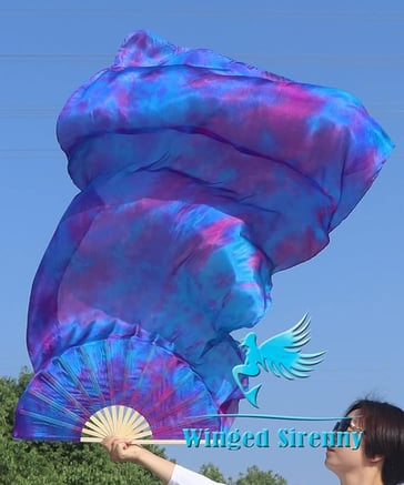 Winged Sirenny Pareja 180cm Abanicos Velos de Seda Auténtica para Baile Árabe, Accesorios de Danza d