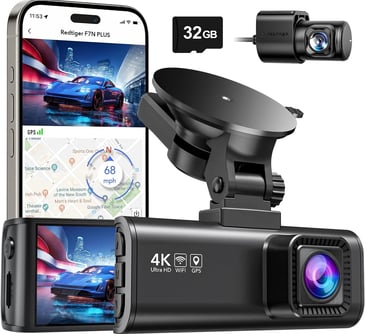 REDTIGER 4K Dashcam Cámara Coche con WiFi y GPS, color negro