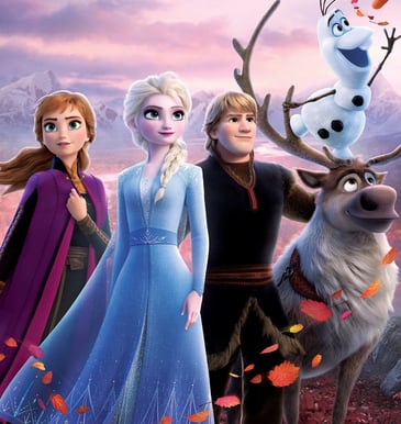 Anne, Elsa, Olaf, de prins en het rendier uit Frozen