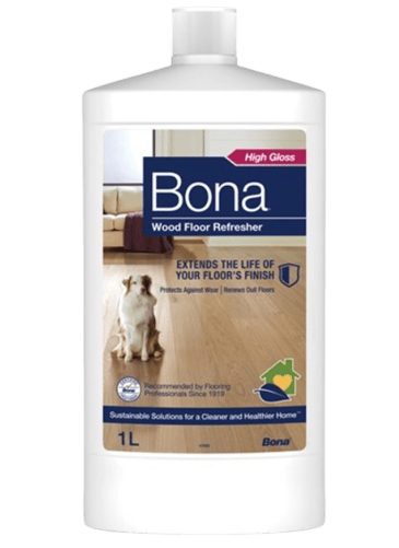 a bottle of bona wood floor cleaner