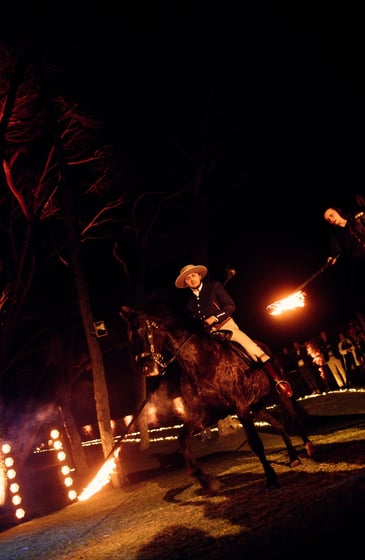 Flamenco and live horse show featured at a private celebration at Villa El Rincon in Marbella.