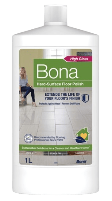 a bottle of bona bona hard surface floor polish