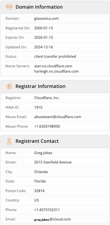 Whois Glassotica Registration Information Image