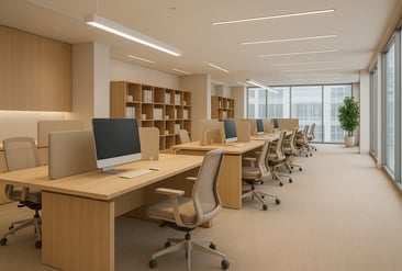 Progetto BRB Engineering per il settore uffici: workspace moderno con layout efficiente