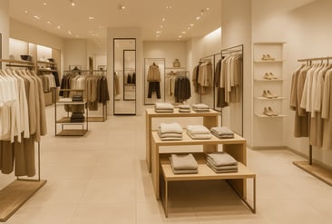 Interior retail shop with custom furnishings, part of BRB Engineering’s work in the retail sector