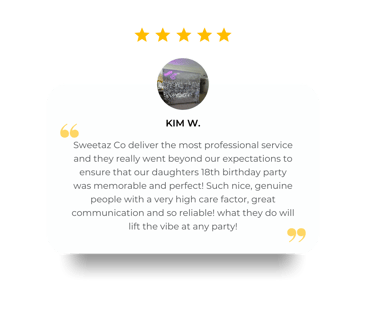5 Star review for Silver Shimmer Wall hire in Brisbane for her daughters 18th Birthday.