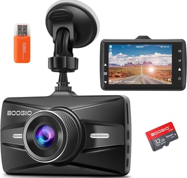 BOOGIIO DashCam, Dash Cam Coche con Pantalla IPS de 3", Camara Coche de 170°, color negro