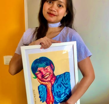 Self Portrait, Paper Collage, Mixed Media, Batik Portrait, Custom Batik Art, Commissioned Batik