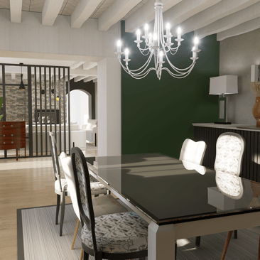 Vue 3D d'une salle à manger
