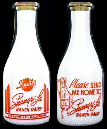Shangri-La Dairy Lake County California Milk bottle