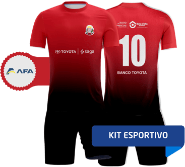 kit com camiseta e bermuda estampada com logo do time do banco toyota