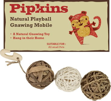 Pipkins Natural Playball - Móvil colgante para casa de conejillos de indias, conejos y hámsteres 