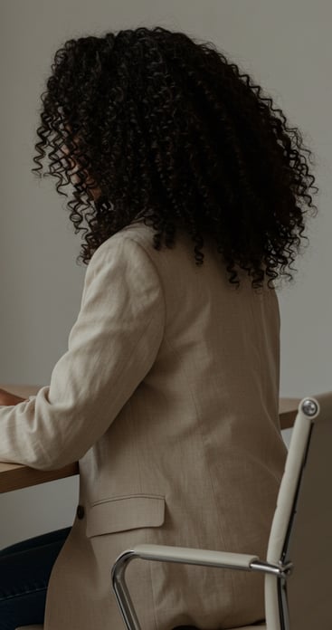 female business coach sat in front of computer