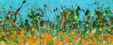 a painting of a field with flowers