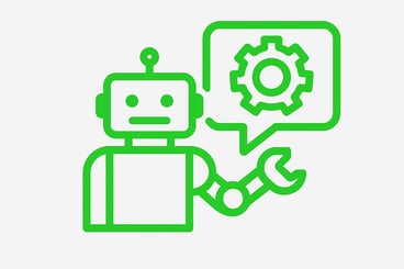 Ilustración moderna y minimalista en verde brillante de Biadata para el servicio de automatización