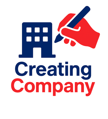 a person writing a letter to a company logo