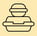 Icon of a food container with a burger inside.