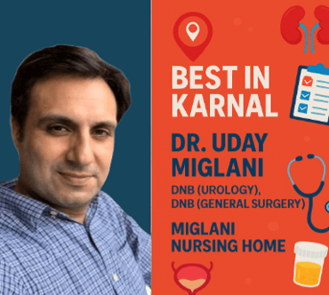 An image with details of Dr. Uday Miglani, best urologist in Karnal