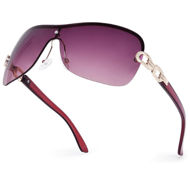 a pair of sunglasses with a chain link and a chain link